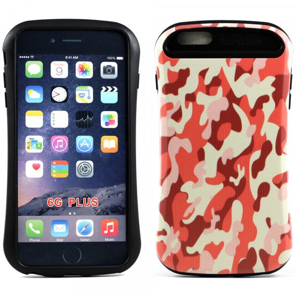 Wholesale Apple iPhone 6 Plus 5.5 Design Candy Shell Hybrid Case (Camouflage Orange)